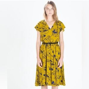 Zara midi floral dress (Mustard)